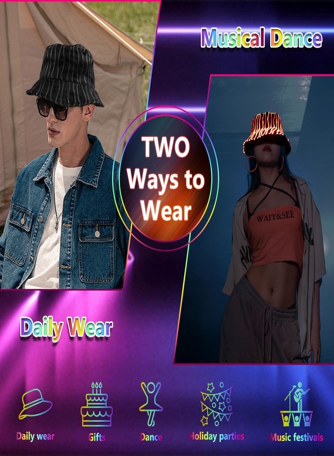 Litdevil Led Bucket Hat, Rave Led Hat 7 Colors, Neon Flashing Festival Gear, Light up Hat Rave Accessory, Funny Bucket Hat (US, Alpha, Large, Black) - Image 4